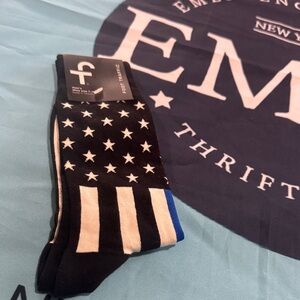 Traffic Men's Star and Stripe Socks - Black, White, and Blue